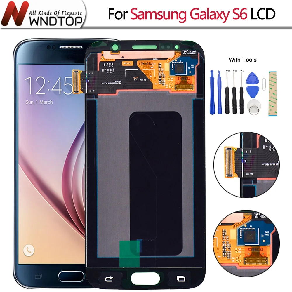 ЖК-дисплей Super AMOLED для Samsung Galaxy S6 сенсорный экран с дигитайзером в сборе Замена G920
