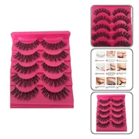 curly 5 pairsset delicate thin long wispy natural false lashes good looking artificial eyelash 3d effect for lady