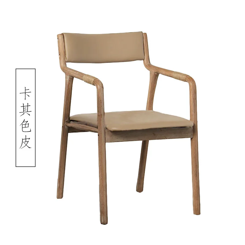 

Wooden Dining Chair, Retro Leisure Chair, Simple Modern Study Chair, Home Fabric Backrest, New Chinese Type Armrest Dining Chair