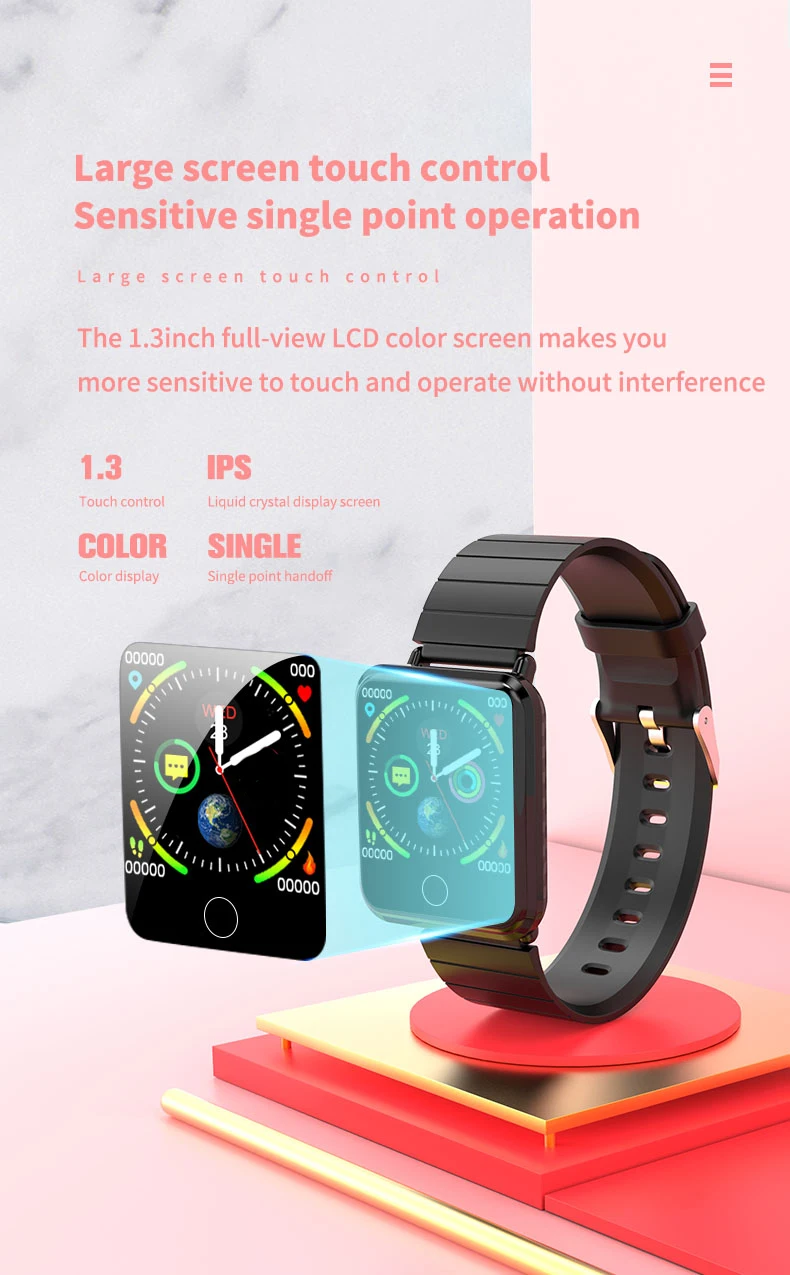 

New V6T smart watch temperature measurement smart bracelet heart rate monitoring sports pedometer tracker waterproof PK Q8T F25