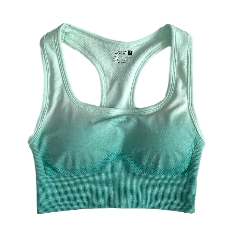 

Gradual change hanging dye vest style high strength shockproof gathered shaped rimless Yoga running fitness bra