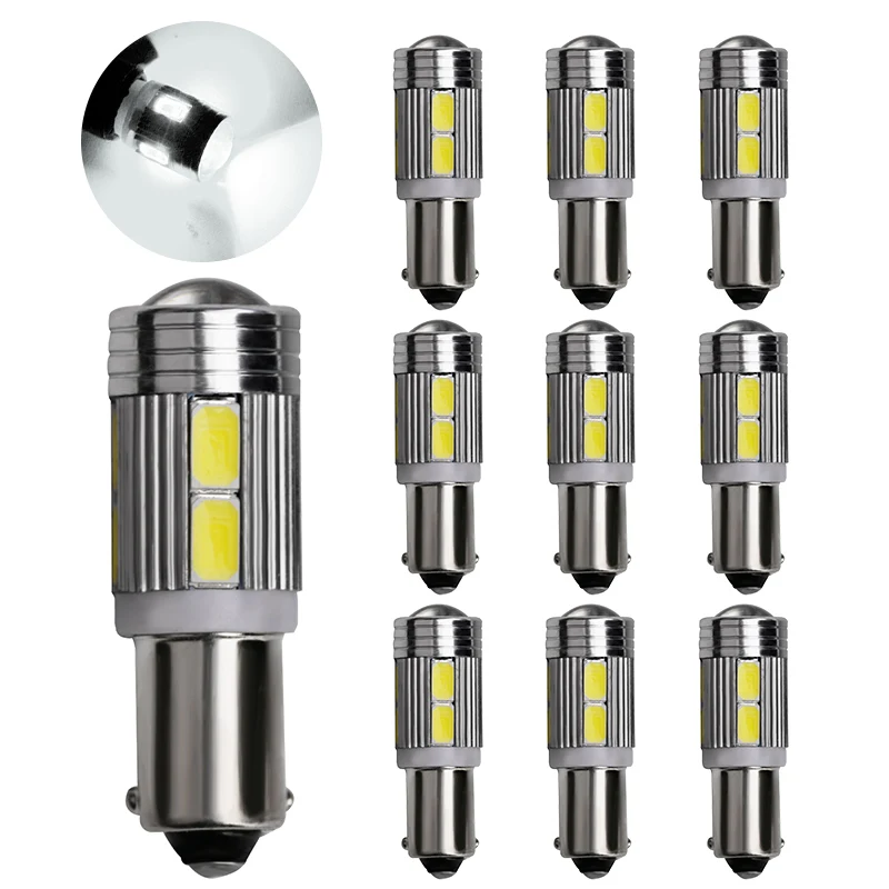 

10 шт. BA9S T4W 5630 10SMD светодиодный автоматический резервный обратный светильник BA9S Поворотная угловая лампочка боковая Лампа Белый 12 В DC автомо...
