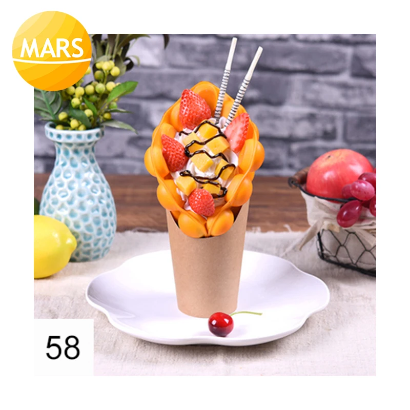 Modelo de Comida Falso Sorvete Eggettes Sopro Waffle Bolo Janela Exibição Simulação Bolha Figuras Hong Kong Ovo Modelos