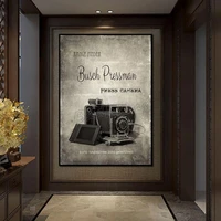 retro poster camera canvas painting frameless waterproof ink painting modern home decoration painting collection wall art