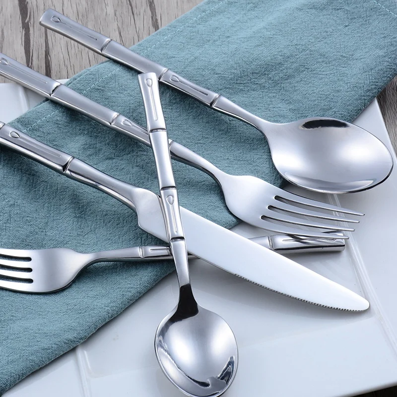 

Western Dinnerware Set 5 Pcs Plated Silver Knife Fork Spoon Tableware Sets Stainless Steel Cutlery Kitchen Household Tableware
