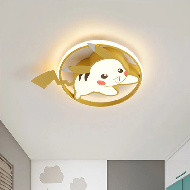 $32.79 Homhi Children's Room Dimmable Smart Led Ceiling Light Pikachu Baby Decoration Cute Bedroom Lamp Pokémon Remote Control HXD-071