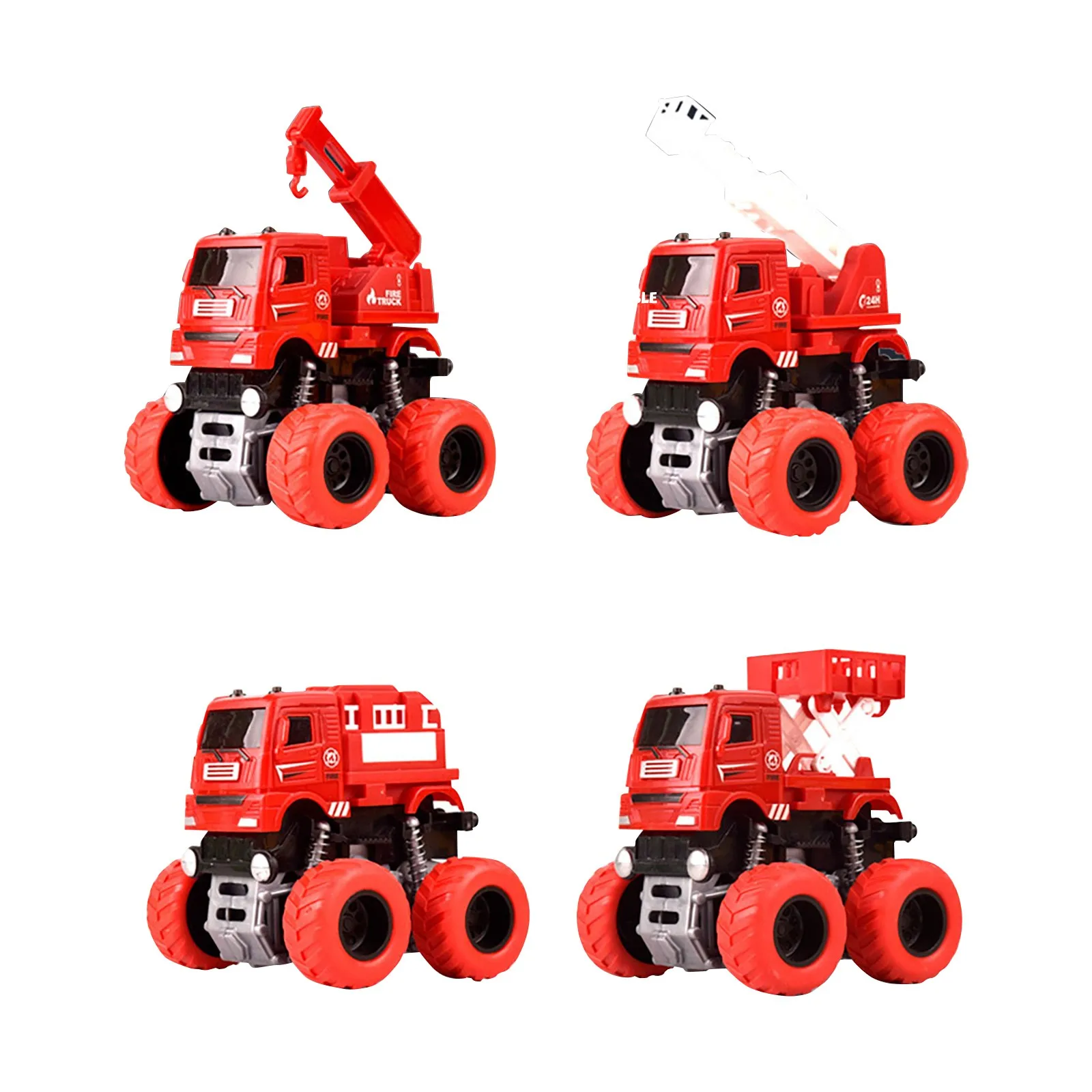 4 шт./упаковка автомобильные игрушки красный пожарный автомобиль мультяшный