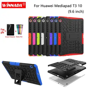 for huawei mediapad t3 10 case t3 9 6 ags l09 ags l03 ags w09 armor case tablet tpupc shockproof stand cover penfilm free global shipping