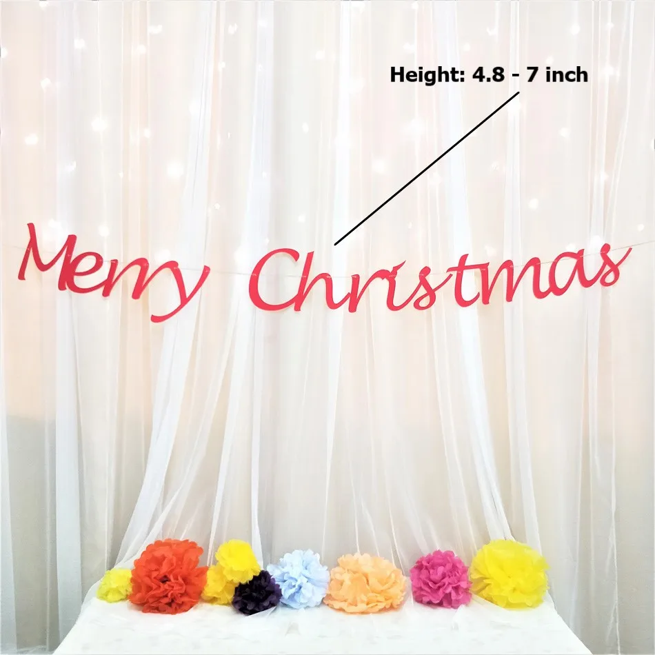 

Merry Christmas Glitter Letter Paper Banner DIY Hanging Garland Decorations For Christmas Xmas