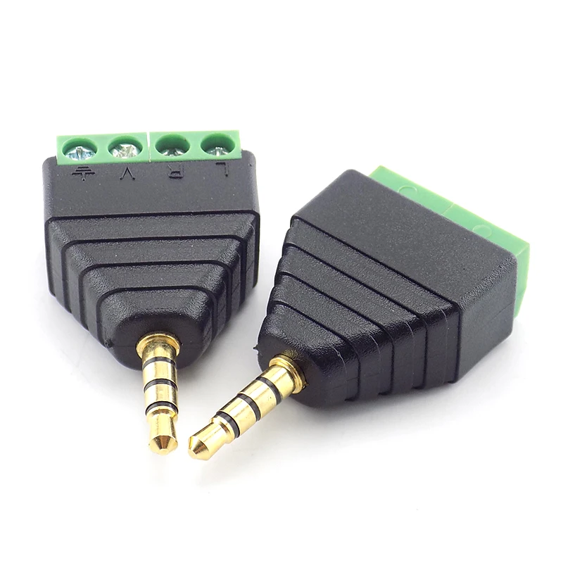 

2pcs 3.5mm 4 Pole Male Jack Stereo Headphone Plug Solderless Connector Audio Head to Terminal Plug W17