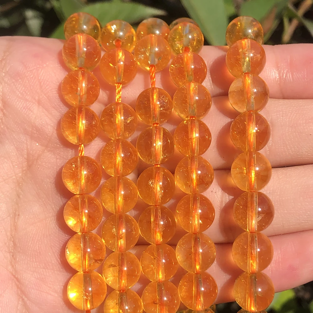 

AAA Yellow Citrines Crystal Stone Beads Smooth Round Loose Beads For Jewelry Making DIY Bracelet Necklace 4/6/8/10mm 15‘’Strand