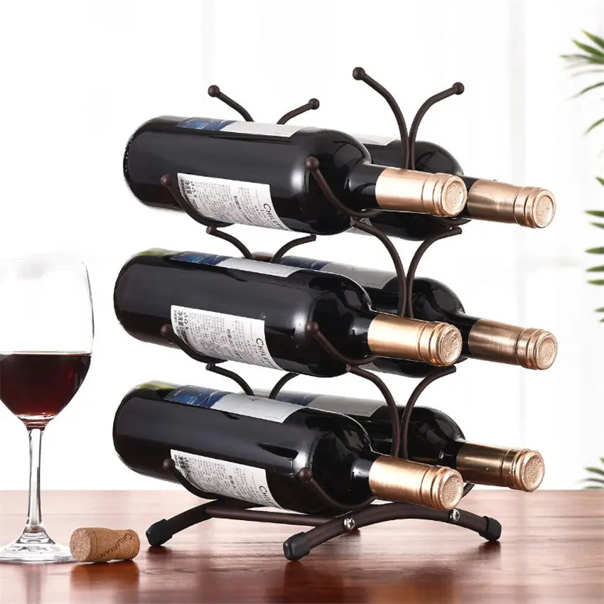 european style 6 bottle wine rack metal freestanding kitchen storage stand wine cabinet grape wine shelf display bar free global shipping