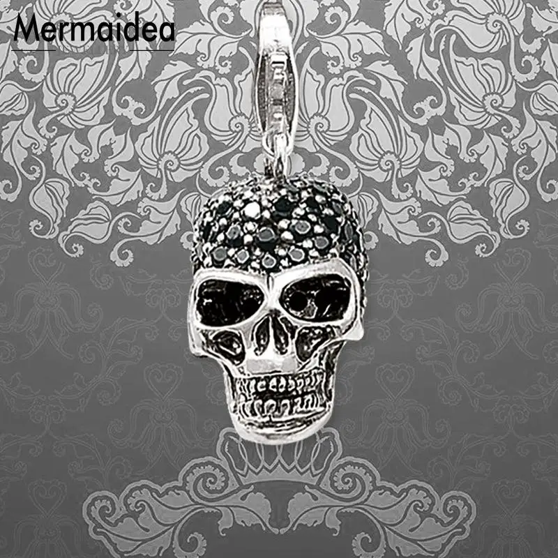 Черные Подвески с черепом CZ модные ювелирные изделия серебряным покрытием