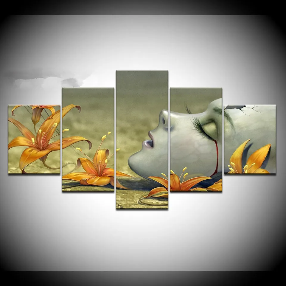 5 панелей абстрактный Автопортрет Художественная печать на холсте постер с