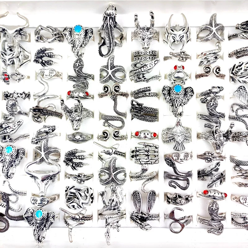 кольца панк для женщин кольцо женское мужское 50 шт.винтажное в стиле змея лягушка