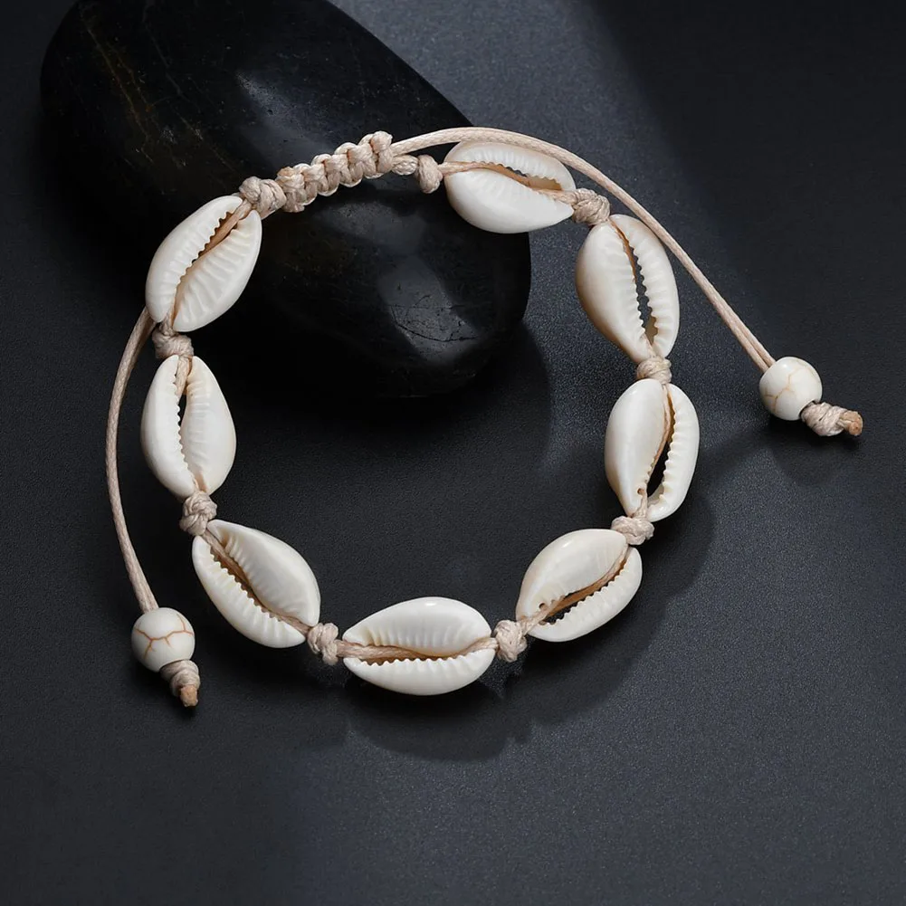 

Handmade Sea Shell charm Bracelets For Women Bohemian beach cowrie Seashell puka String Rope chains 2021 Fashion Boho Jewelry