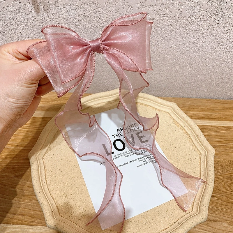 

Korean Woven Children's Net Yarn Bow Knot Temperament Princess Fishtail Hair Accessories Headband Purple Hairpin (Long)