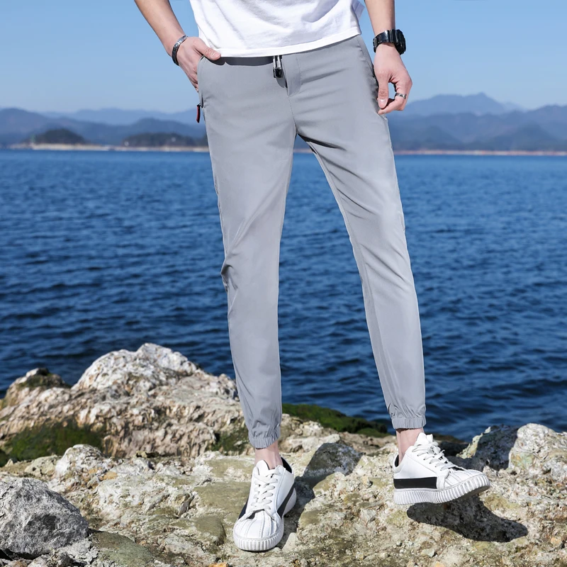 

Mens Pants 2020 New Fashion Black Ankle-Length Sweatpants Casual Plus Size Straight Solid Color Street Wear Jogger Pants For Men