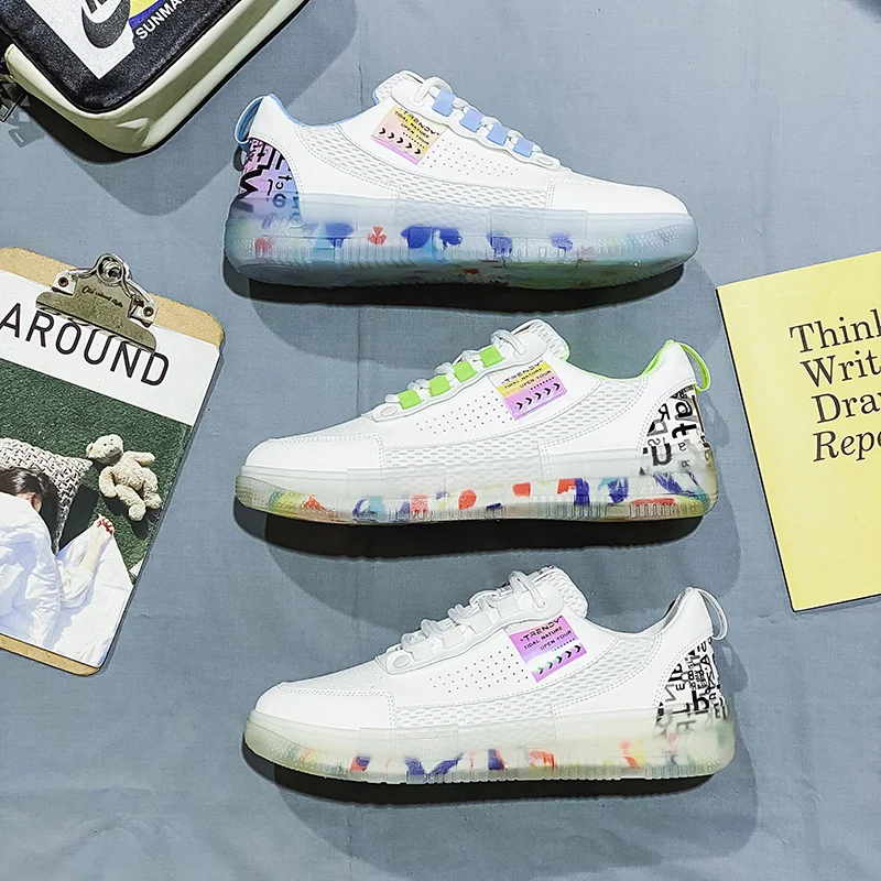 

Кроссовки мужские из ПУ кожи, повседневные, дышащие, на шнуровке, плоская подошва, для активного отдыха, скейтборда