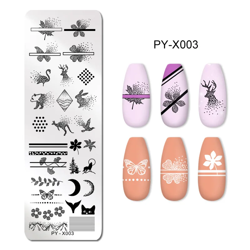 Пластины для стемпинга ногтей PICT YOU трафарет дизайна с животными и цветами