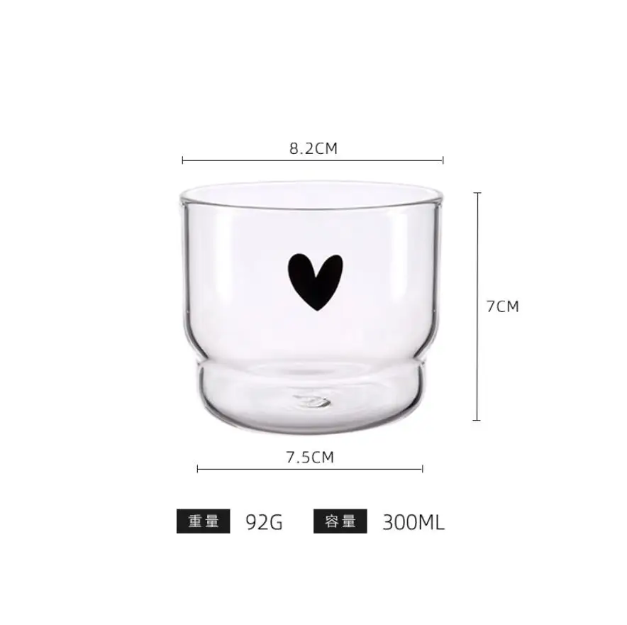 

1pcs Double Wall Glass Cup Beer Coffee Heart Cups Heat Resistant Healthy Drink Mug Tea Mugs Transparent Drinkware Christmas