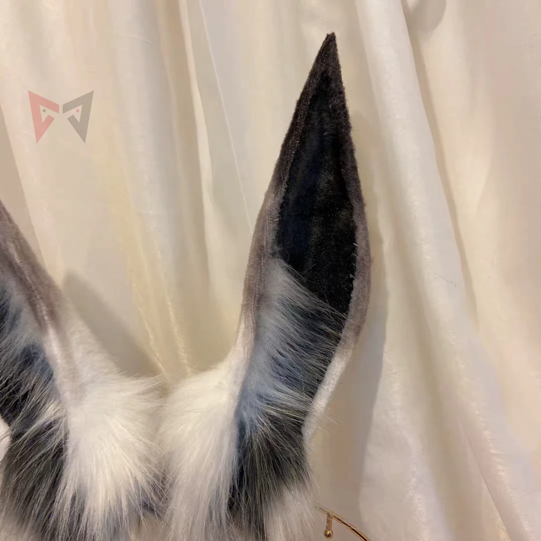 Женский обруч для волос MMGG черный/серый с заячьими ушками аксессуар косплея