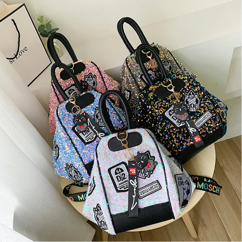 

Sequin backpack luxury women big travel shoulder bag leather Multifunction holographic backpacks designer fashion personalized