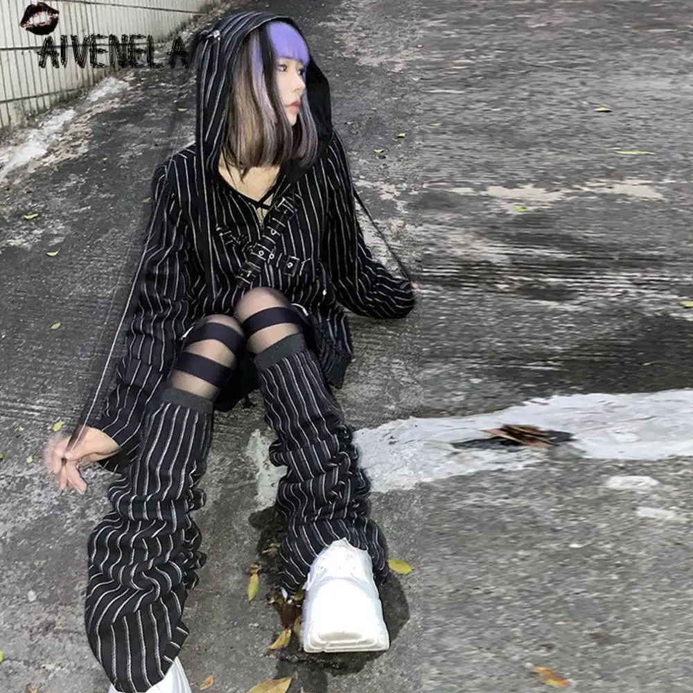 Свитшот женский в готическом стиле с капюшоном и длинным рукавом | Женская одежда