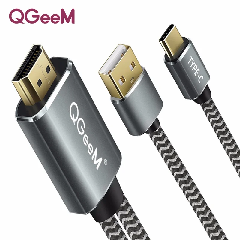 Qgeem Тип USB c 3.1 HDMI кабель адаптер Thunderbolt для MacBook Samsung S8 Huawei Коврики 10 Тип C к hdmi конвертер
