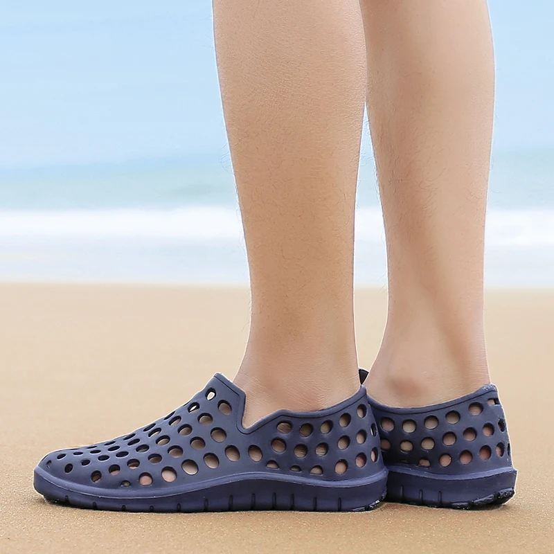 Мужские летние пляжные сандалии дышащие шлепанцы на плоской подошве уличные