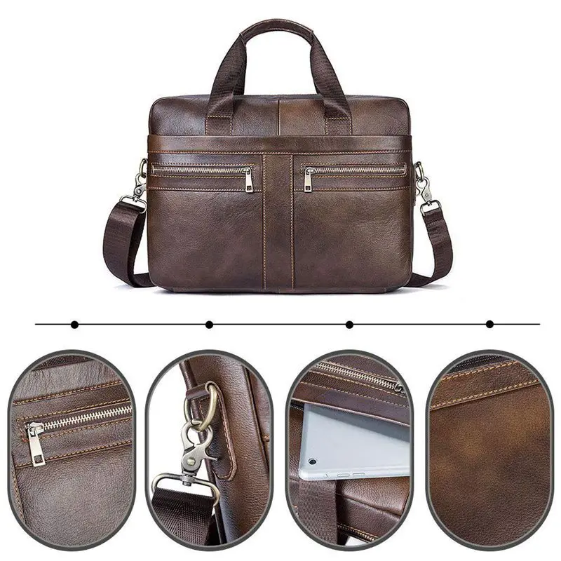 Сумка из натуральной кожи для мужчин и женщин портфель ноутбука 14 дюймов