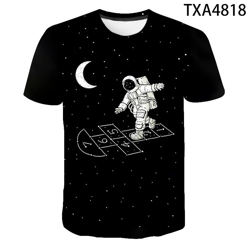 

3D Printed Astronaut T shirt Men Women Children Summer Short Sleeve Galaxy Space T-shirt Casual Moon Tee Cool Boy Girl Kids Tops