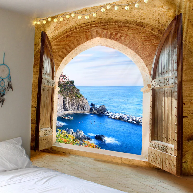 

Beautiful Sea View Printing Decorative Wall Hanging Mandala Tapestry Wall Art Dorms Tapestry Bohemian Gypsy Psychedelic Tapestry