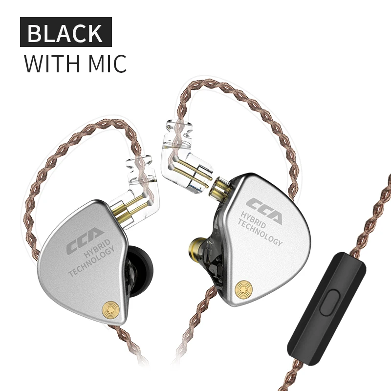 CCA HIFI Качество звука Аврора на заказ наушники гибридные технологии любителей спорта головы-телефоны с микрофоном гарнитура - Цвет: Black With Mic