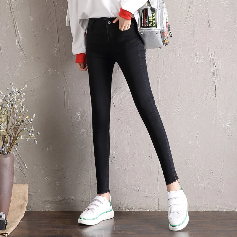 2020 джинсы женские джинсовые штаны черного цвета с высокой талией s Стрейчевые