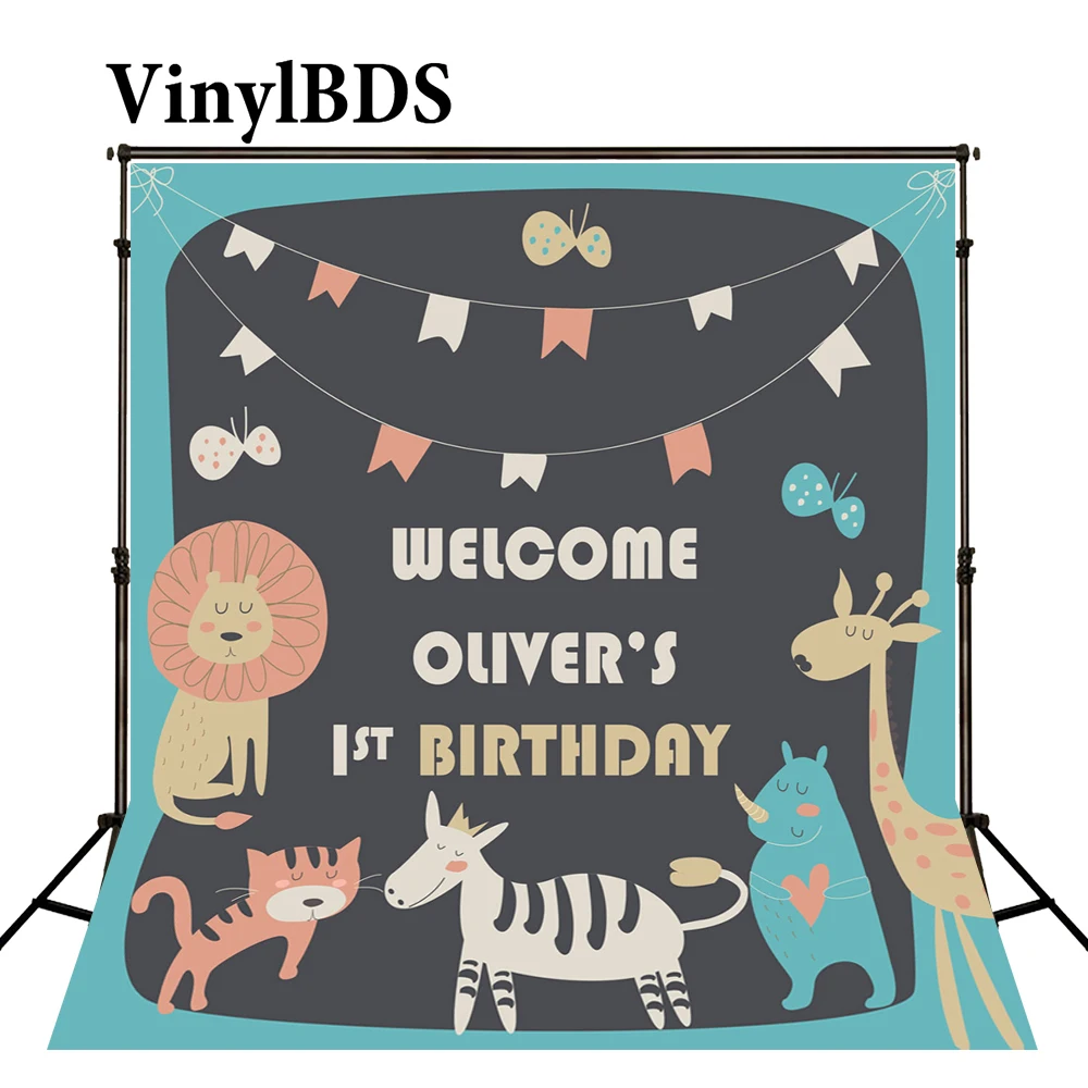 

VinylBDS Birthday Background Animal party Backdrops Newborn Photography Background Customize Seamless Photo For Studio Custom