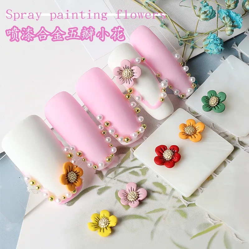 

Summer Nail Art New Spray Paint Flower Jewelry Alloy Five Petal Flower Fairy Flower Jewelry Nail Decoration