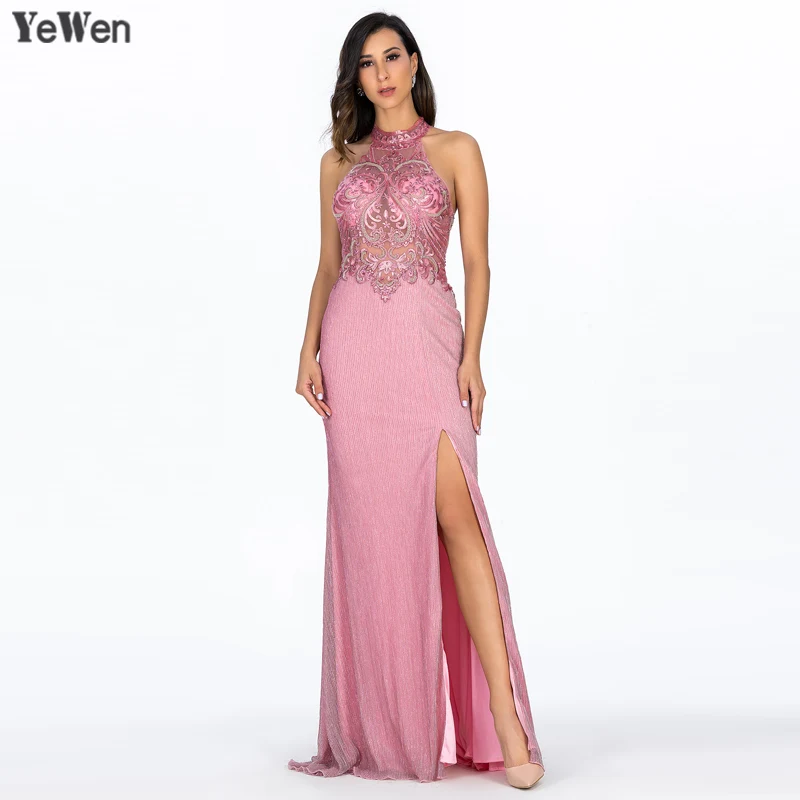 2020 вечерние платья длинные женские сексуальные с высоким разрезом без спинки