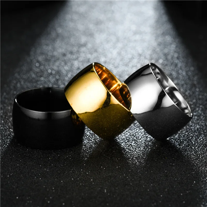 Black Gold Color Fashion Simple Ring Classic Stainless Steel Width Women Men Couple Charm Jewelry for Party Wedding | Украшения и