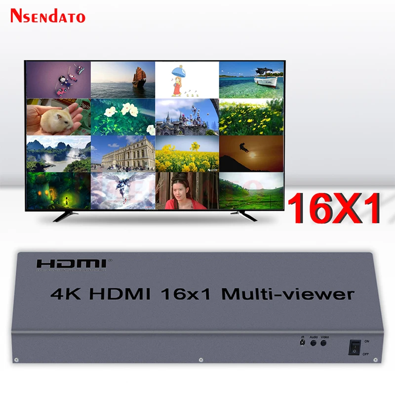 HDMI Quad Multi-Viewer 4k 16X1 HDMI Switcher 16 In 1 Out Seamless Switch Multi Viewer Picture Display Screen Divider Converter