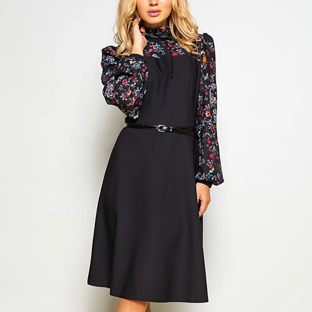 Женское лоскутное платье без ремня элегантное винтажное платье-трапеция с