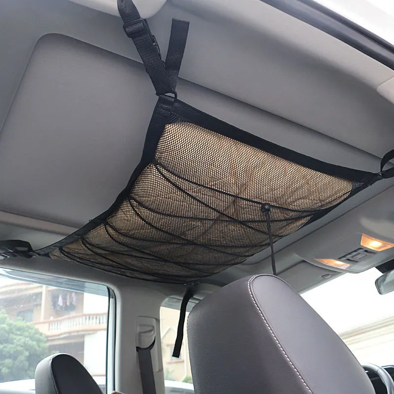 

Car Ceiling Storage Net Auto Roof Interior Cargo Organize Tidying Net Bag With Zipper Auto Stowing Tidying Interior Accessories