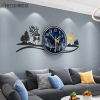 meisd punch free mirror stickers 3d seperated large wall clock quartz diy watch self adhesive horloge free shipping