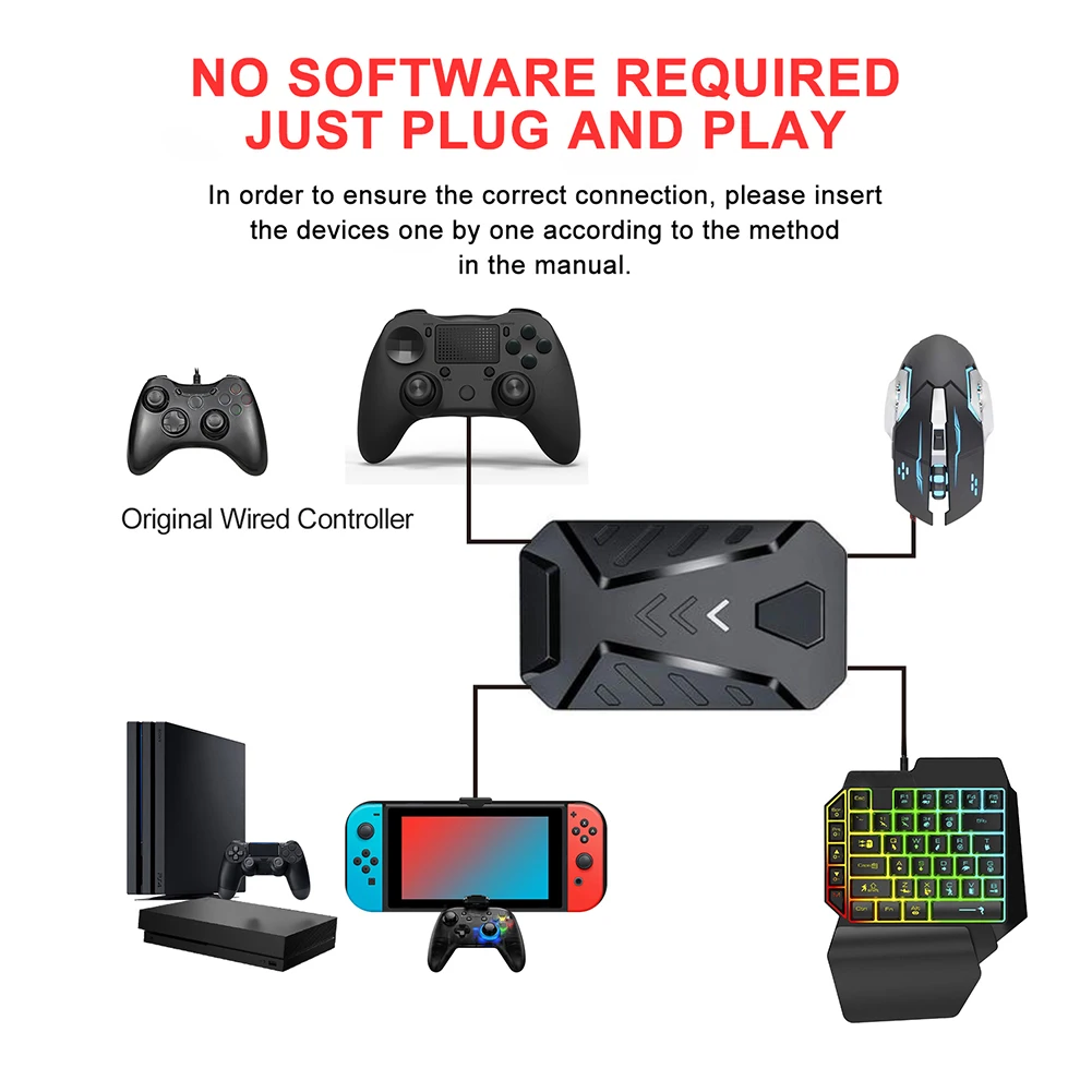 

Wired Mechanical Backlight Keyboard RGB Mouse Converter Combo Set for PS4/PS5 Game Playing Keyboard MIce Combo