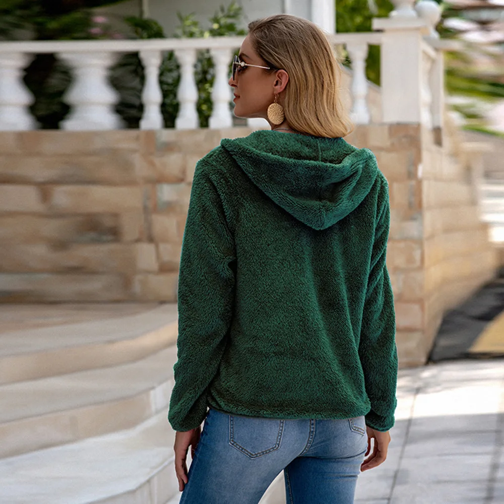 

Zipper Short Jackets Women Teddy Woolen Coat Autumn Hoodies Fluffy Plush Winter Faux Fur Jacket Female Plus Size Overcoat 2020