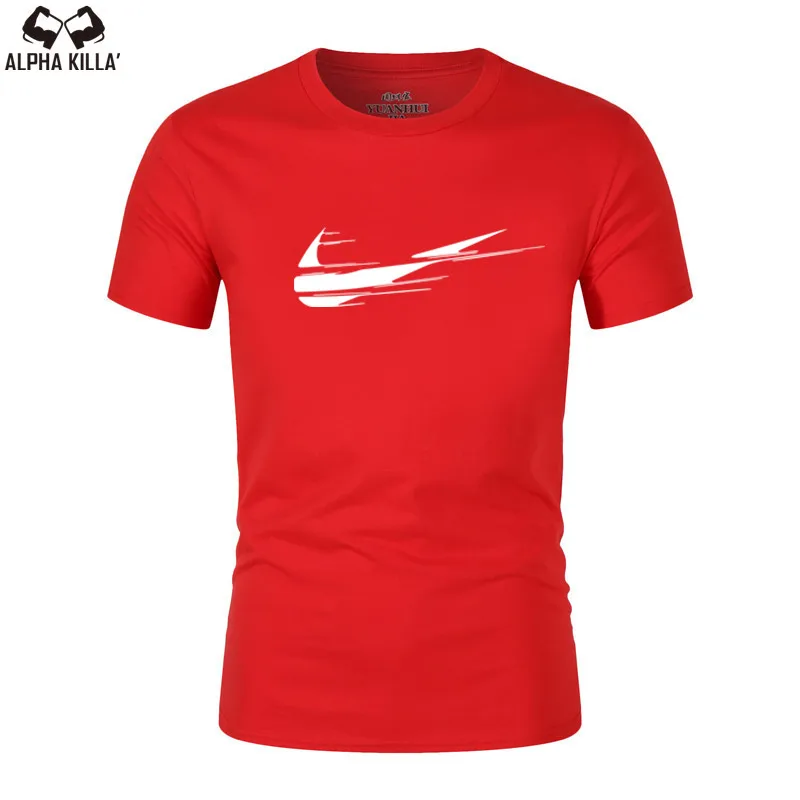 2019 Новая летняя рубашка из хлопка с рукавами для тренажерного зала футболка