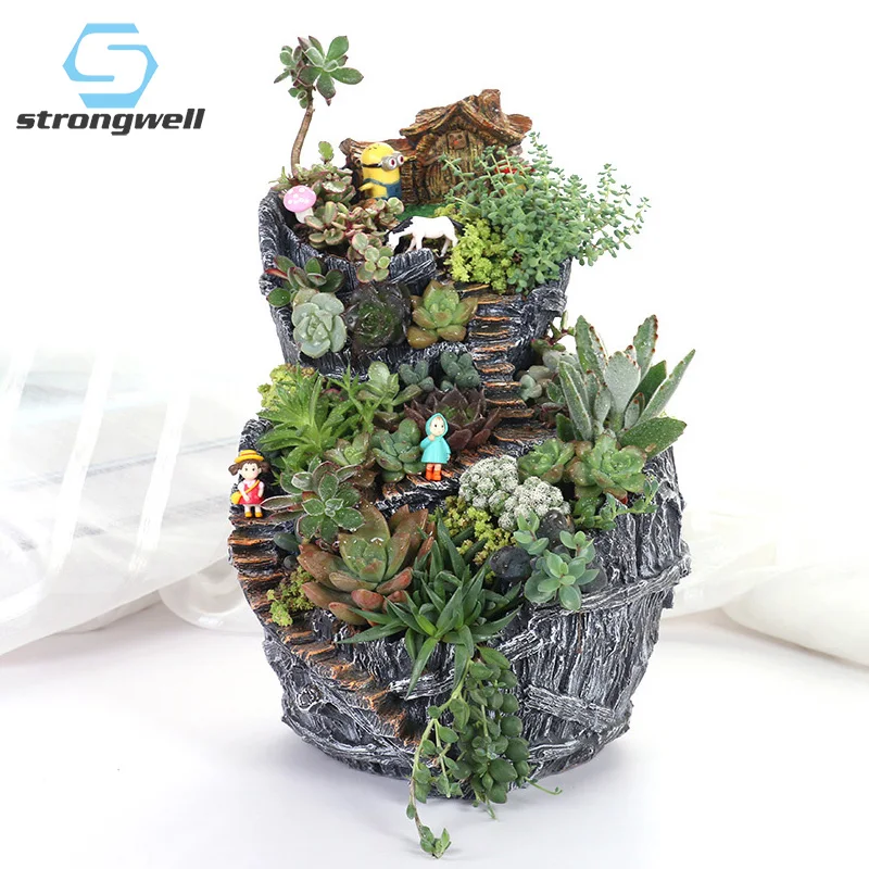 Strongwell двойной Слои суккуленты блюдо большой цветочный горшок сад под открытым