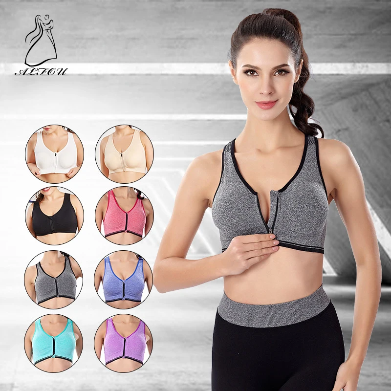 Женский спортивный лифчик на молнии спереди без обода профессиональное
