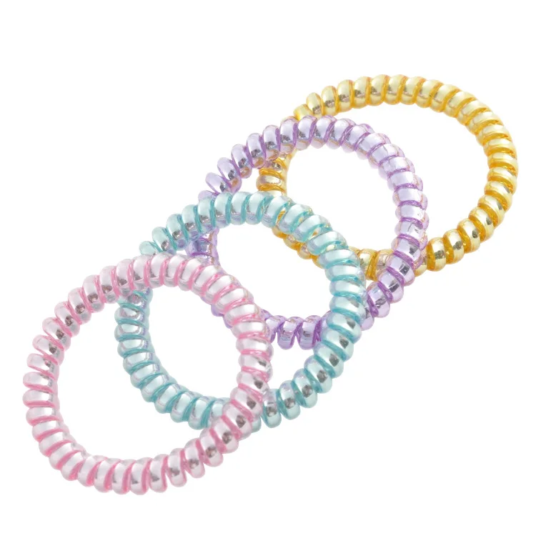 

5pcs women telephone ring hair tie Color girl's candy color hair bands cute gum lady's jelly hair accessories