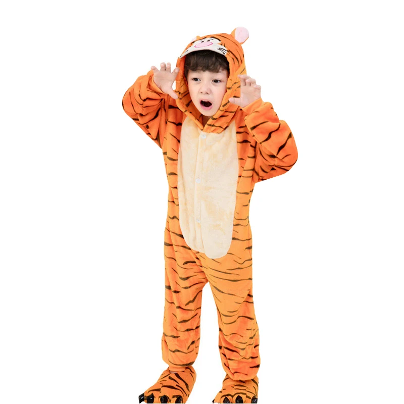 Tiger Kuguurumi/Пижама с единорогом для детей; зимняя одежда для сна с единорогом для девочек и мальчиков; комбинезон с пандой; Детский костюм; детская пижама с единорогом - Цвет: Tiger